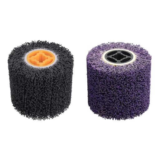 Rocaris 2 Pcs Abrasive Drawing Wheel Drum, 4.5"×4" Wire Drawing Polishing Burnishing Wheels, Buffing Wheels for Wood Metal Surface Polishing, Purple