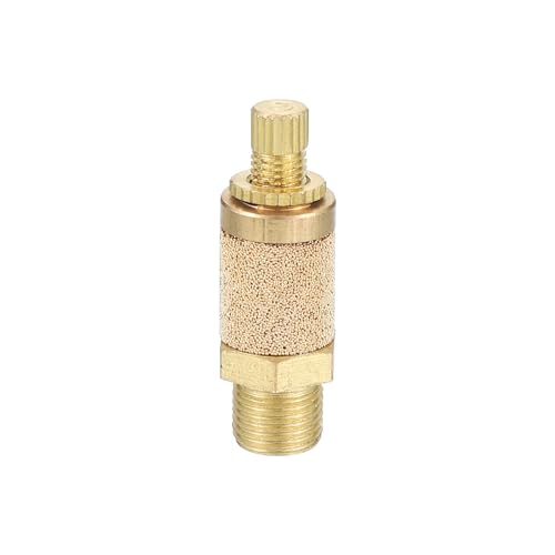 PATIKIL Air Pneumatic Mufflers, Top Adjustable Air Flow Speed Controller G1/8 Male Thread Sintered Bronze Exhaust Muffler for Compressor Cylinders Valves