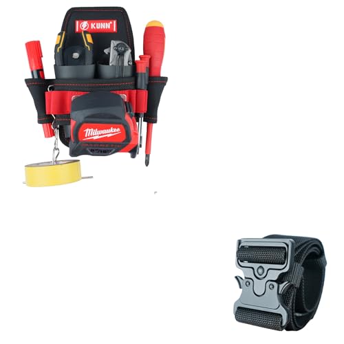 KUNN Small Tool Pouch with Belt Clip & 2-Inch Work Tool Belt Quick Release Buckle