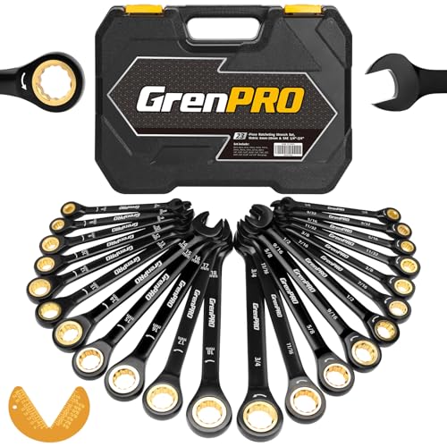 GRENPRO 23PCS Ratcheting Combination Wrench Set SAE Metric Mechanic Tools 23PCS Ratcheting Wrench Set (Metric&SAE)