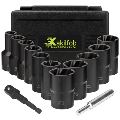 Lug Nut Extractor Twist Socket Set, 13PCS Wheel Lock Removal Kit