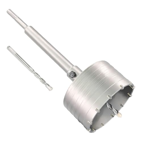 4" Concrete Hole Saw, 102mm Tungsten Steel Core Bit for Cinder Block, Brick, Rock, Plank Walls for Pipes or mini Split Lines, with SDS Plus Shank and 2 Center Positioning Drill Bits. 4"