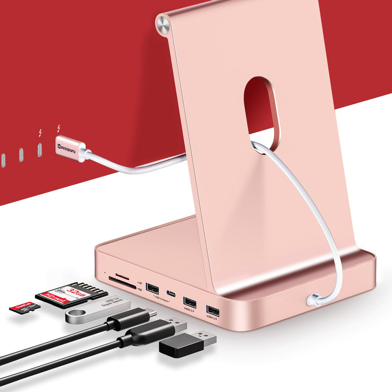 USB C Hub for iMac 24 inch 2021/2023/2024, Minisopuru iMac Hub Support M.2 NVMe SSD, iMac Accessories for iMac M1/M3/M4, iMac Adapter with USB A/C 10Gbps, SD/TF, M.2 SSD (Not Included), Pink.