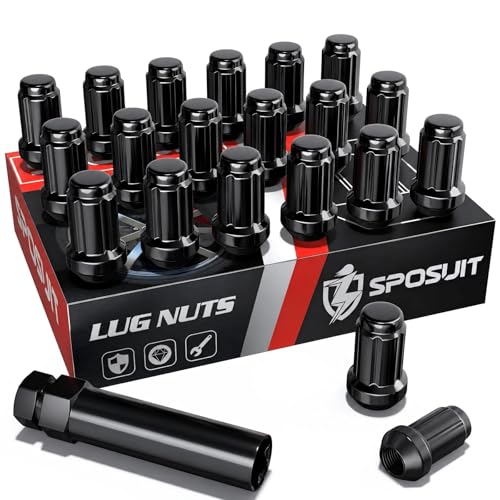 Sposuit 20 Pcs M12x1.25 Black Spline Lug Nuts- Replacement for Subaru 20 Pack SplineDrive