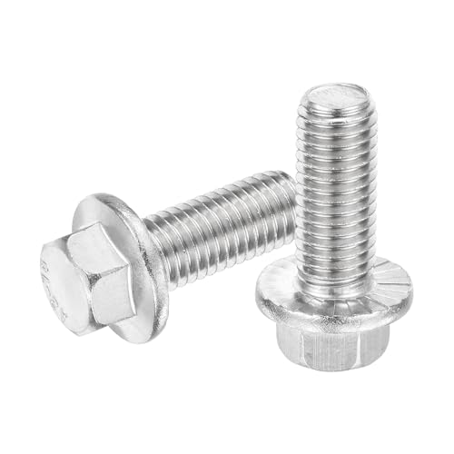 uxcell 25Pcs M12x30mm Hex Serrated Flange Bolts Screws, 304 Stainless Steel 25