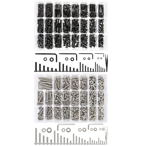 1700Pcs M2 M3 M4 M5 Hex Flat Head Screws + #2-56#4-40#6-32#8-32#10-24 Phillips Pan Head Machine Screw Assortment