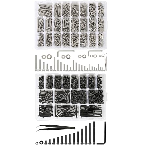 #2-56#4-40#6-32#8-32#10-24 Phillips Pan Head Machine Screw Assortment + M3 Hex Socket Black Screws