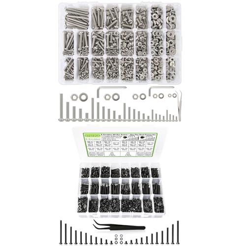 #2-56#4-40#6-32#8-32#10-24 Phillips Pan Head Machine Screw Assortment + 2540Pcs M3 Screw Kit 4MM to 35MM M3 Button Head Screws & M3 Flat Head Screws
