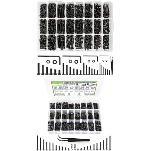 1720Pcs M2 M3 M4 M5 Hex Button Head Cap Screw Kit + 2540Pcs M3 Button Head Screws & M3 Flat Head Screws