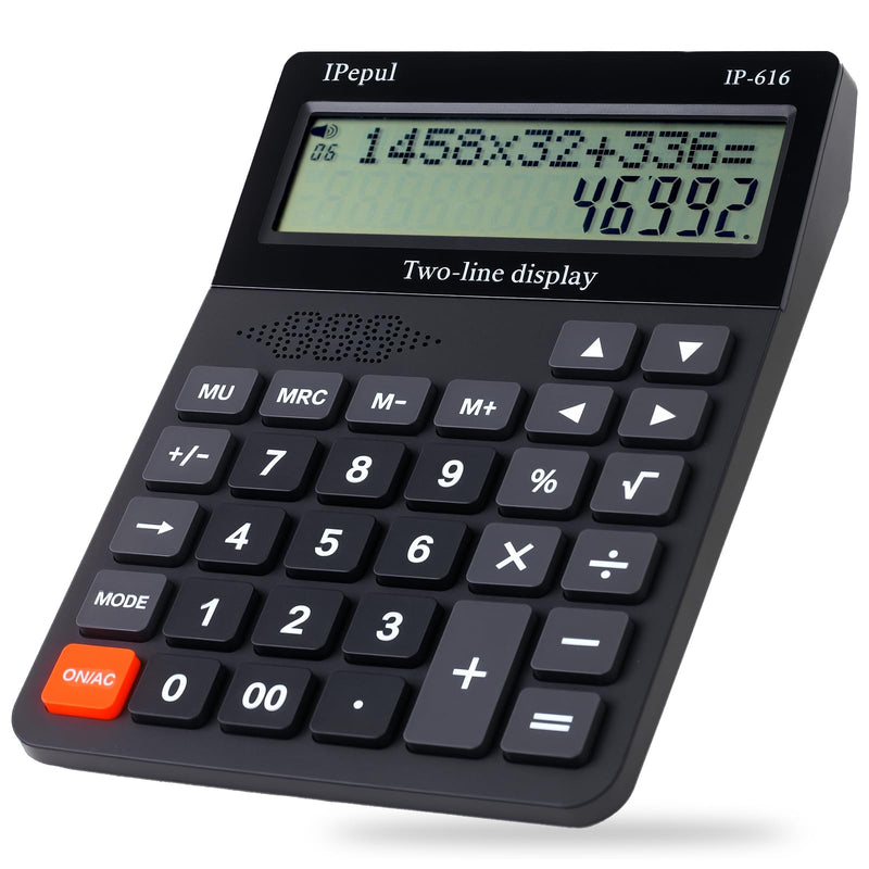Desk Calculator, IPepul Basic Desktop Calculators Big Buttons and 2 Line Display, 4 Function Simple Calculator, Large Talking Calculators Office Supplies for Office Business School Students