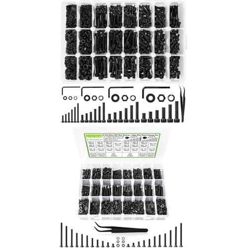 M2 M3 M4 M5 Hex Socket Head Cap Machine Screws + 2540Pcs M3 Screw Kit 4MM to 35MM(M3 Button Head Screws & M3 Flat Head Screws)