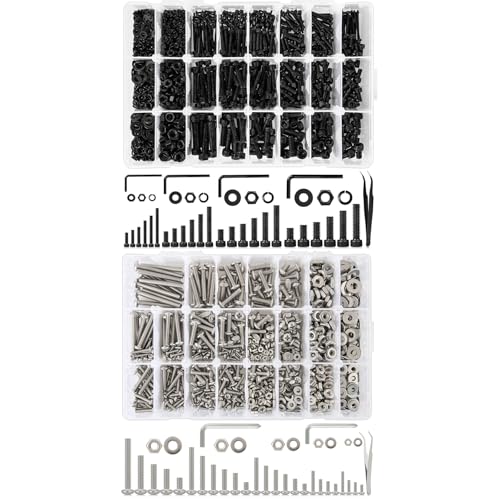 M2 M3 M4 M5 Hex Socket Head Cap Machine Screws + #2-56#4-40#6-32#8-32#10-24 Phillips Pan Head Machine Screw Set