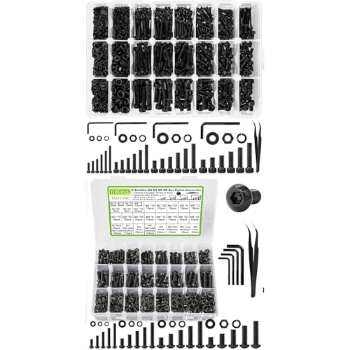 M2 M3 M4 M5 Hex Socket Head Cap Machine Screws + M3 M4 M5 M6 Hex Button Head Screw Set