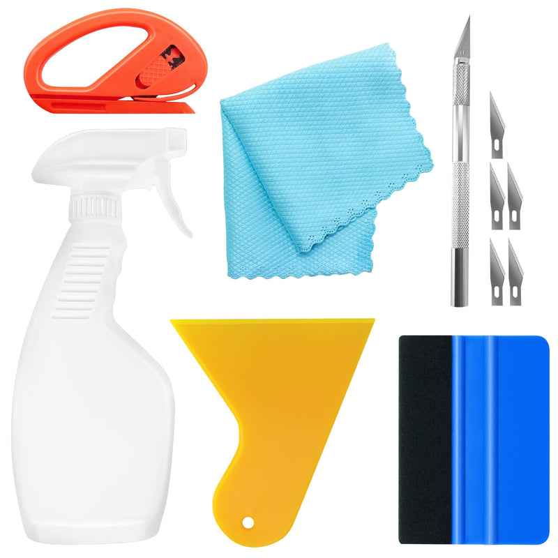 6 Pcs Window Tinting Kit Car Window Tint Film Application Tools Spray Bottle, Felt Squeegee, Carving Knife, Vinyl Cutter, Vinyl Squeegee