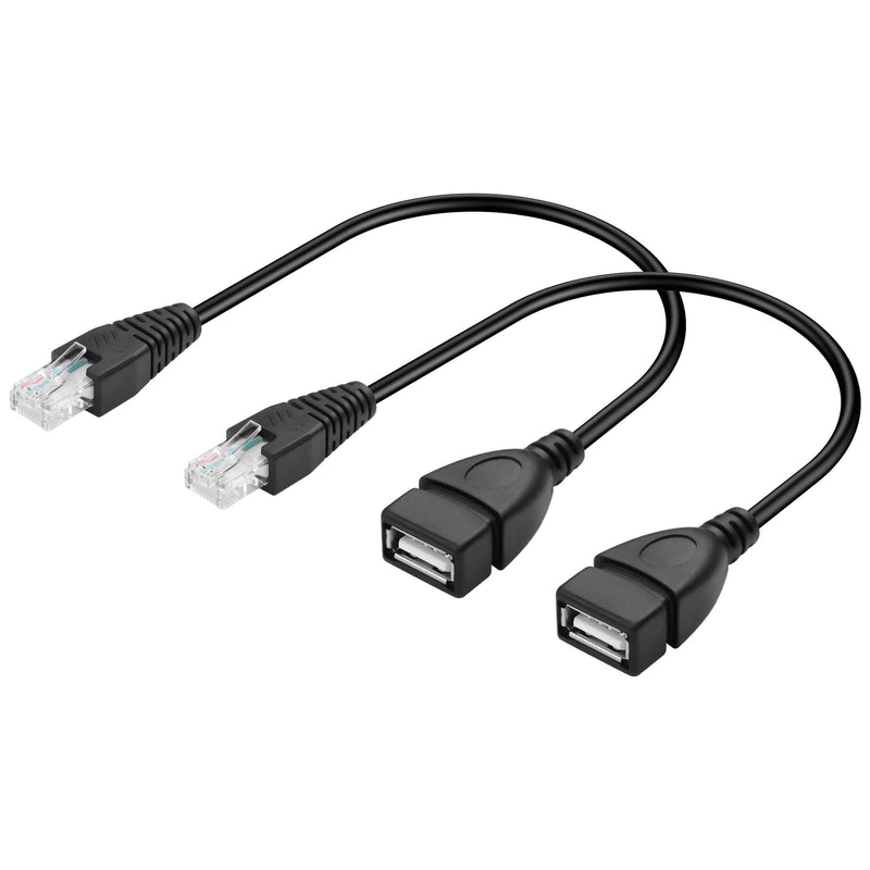 GINTOOYUN 2 Pcs USB to RJ45 Cable USB to RJ45 Ethernet Cable USB Female to RJ45 8P4C Ethernet Male Extension Cable for Router,ADSL Modem,Camera etc(11.81 Inch)