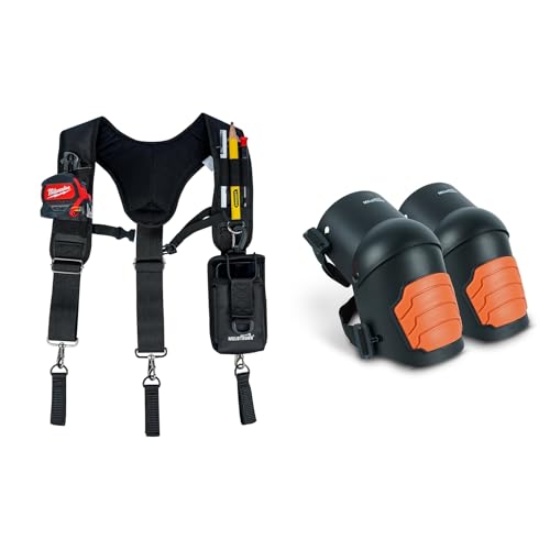MELOTOUGH Tool Belt Suspenders Work Belt Suspenders for Men Big and Tall Construction Bag Suspenders, Knee Pads for Work,Construction,Flooring,Gardening