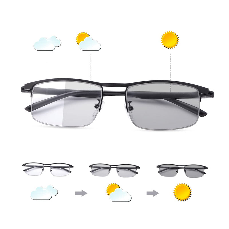 YIMI Photochromic Sunglasses Blue Light Blocking Glasses for Men and Women Day Night Gaming TV Phones Computer Eyeglasses UV Protection Anti Glare Ultralight Semi Rimless TR90 Frame Eyewear Spectacles