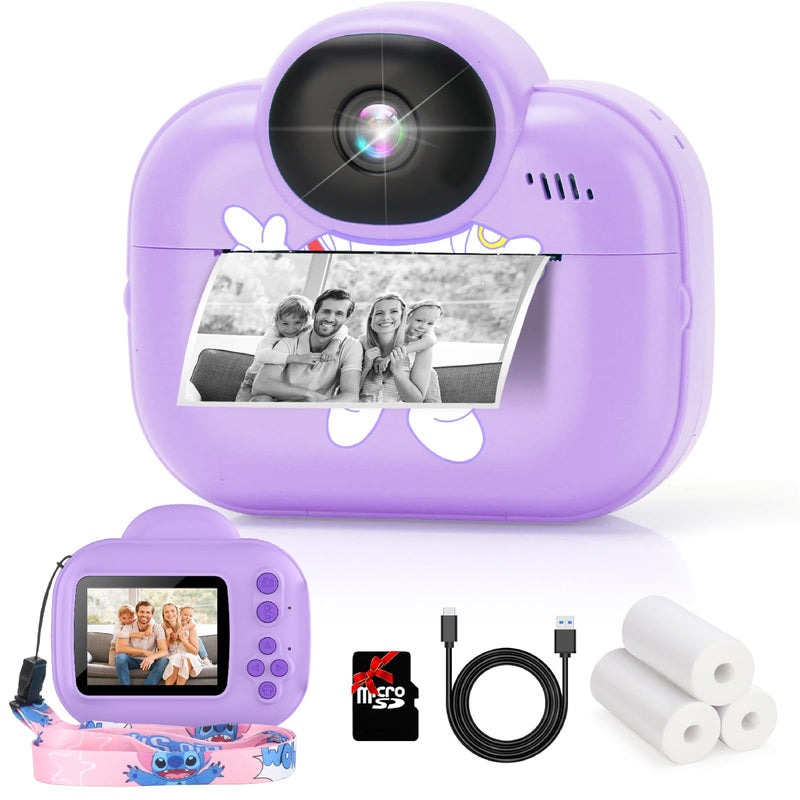 Kids Digital Camera Instant Print, Portable Instant Camera for Girls, Ages 3-10 (Purple) Purple