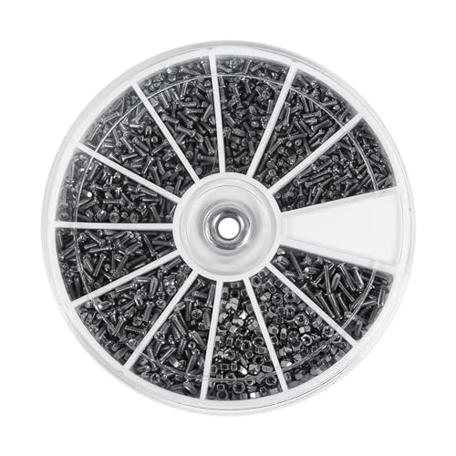 PC Screw Kit M1 M1.2 M1.4 M1.6 Screws 600Pcs 12 Kinds Tiny Screws for Electronics, Stainless Steel Metric Screw Assortment for Watches Electric Appliances