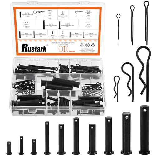 100Pcs 16 Sizes M2 M3 M4 M5 M6 M8 M10 M12 Black Cotter Pin Hair Pin Clevis Pin Assortment Kit Zinc Plated R Clips Hair Pins Spring Pin Fasteners Hitch Pin Clips for Automotive Mechanics
