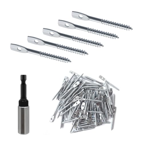 100Pack Eye Lag Screws 2" Eye Lag Screw for Wood Zinc Plated Carbon Steel Eye Lag Wood Screws Drop Ceiling with Attaching Hanger Wire to Joists with 1Pcs Eye Lag Driver 101Set Screw-101Pack