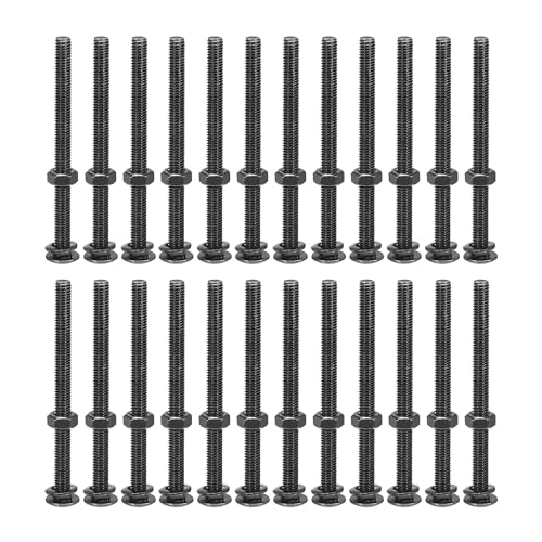 uxcell M6x80mm Square Neck Carriage Bolts with Nuts & Washers, 50Set 304 Stainless Steel Round Head Square Neck Coach Bolt Screws, Black 50