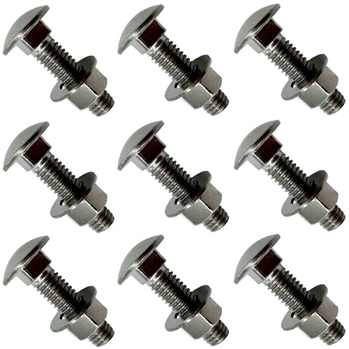 (25) 3/8-16 x 1.5”- 304 (18-8) Grade Stainless Steel Carriage Bolts Screws Dome Head Nuts & Washers Included for Trailer Deck Floors headboards-Rust Resistant by BRAUNY BOY- Qty (25) 25 Pack