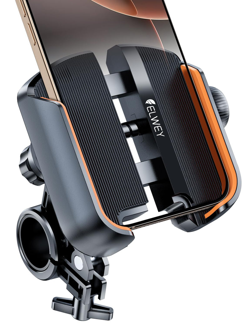 Phone Holder for Bike Handlebar, Motorcycle Mounts for Smartphone [Camera Friendly] Electric Bicycle Scooter Phone Clip Rotatable ebike Stand Clamp Compatible with iPhone Samsung Galaxy