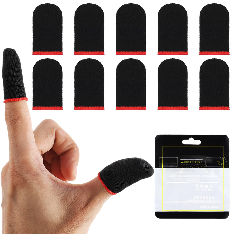 10Pcs Mobile Phone Gaming Finger Sleeves, Anti Sweat Game Controller Finger Thumb Sleeve, Superconducting Nanofibers Sleeves, Breathable Finger Covers Touchscreen Gaming Gloves