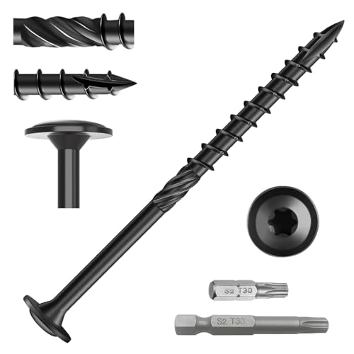 80pcs Decking Wood Screws, Lag Screw with 2pcs T30 Torx Drive Bits #14 x 4