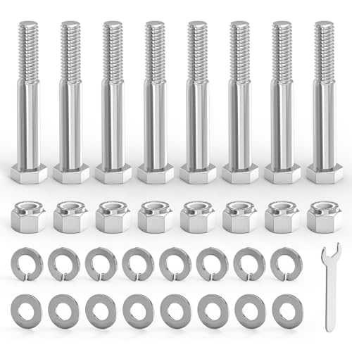 8PCS 1/2" x 3-1/2" 304 Stainless Steel External Hex Bolt, Half Threads Bolt with Nut and Spanner 1/2" x 3-1/2"