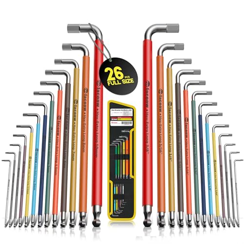 Facoow Allen Wrenches Sets, 26pcs Full Size SAE & Metric Hex Key Set 26pcs(Metric&SAE)