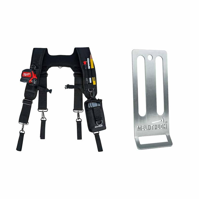 MELOTOUGH Tool Belt Suspenders Construction Bag Suspenders Padded Work belt Suspenders,Stainless Steel Drill Belt Holder,Drill Holder for Tool Belt,Drill Holster