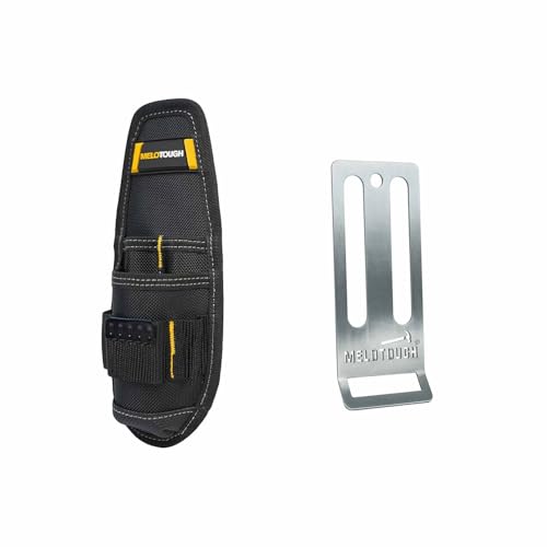 MELOTOUGH Small Tool Holder, Min Work Organizer Tool Pouch and Knife Holder with Snap Clip,Stainless Steel Drill Belt Holder,Drill Holder for Tool Belt,Drill Holster,Tape Measure Holder