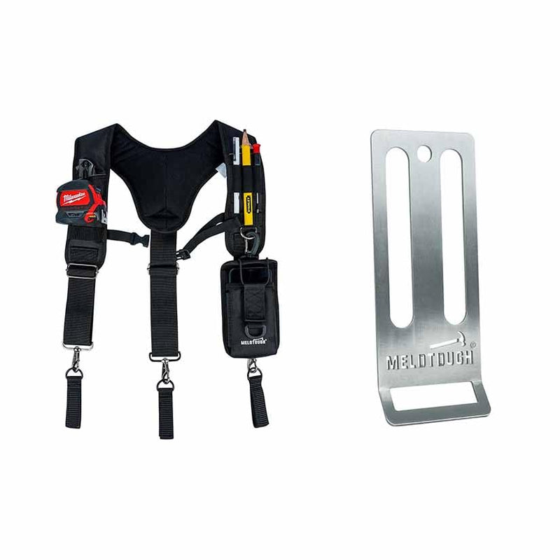 MELOTOUGH Tool Belt Suspenders Work Belt Suspenders for Men Big and Tall Construction Bag Suspenders,Stainless Steel Drill Belt Holder,Drill Holder for Tool Belt,Drill Holster