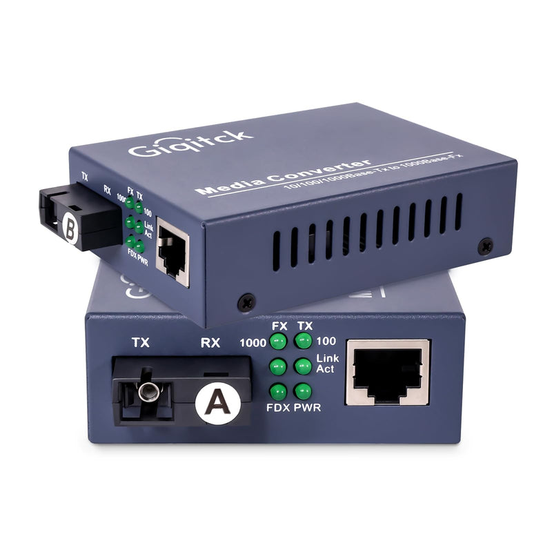 A Pair 1.25G/s Bidi Gigabit Media Converter, 10/100/1000Base-Tx to 1000Base-FX Fiber Ethernet Coverter, Singlemode SC Bidi Transceiver TX1310nm/TX1550nm, 10Km BIDI 10KM, SC x1pair