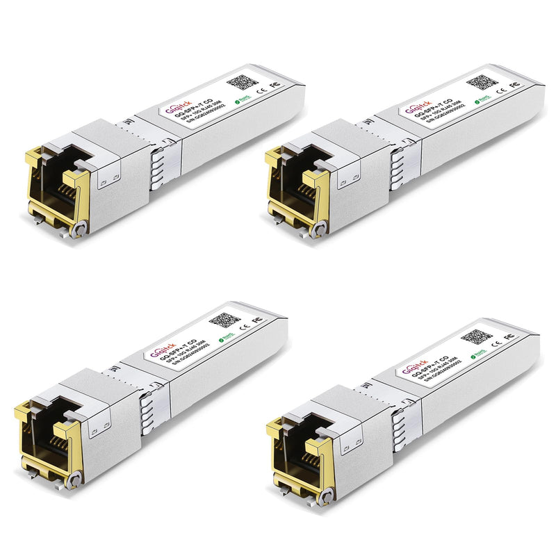 SFP+ to RJ45 10GBase-T Module, 10Gbe Copper SFP to Ethernet Networking Transceiver for Cisco SFP-10G-T-S, Ubiquiti UniFi UF-RJ45-10G, Meraki, Supermicro and More, up to 30m,4pcs x4 10G-T:30m