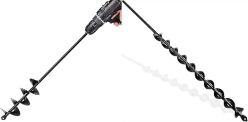 TCBWFY 24 Inch Auger Drill Bit for Planting - 1.2"x24" Long Handle Easy Planter Garden Auger,TCBWFY Auger Drill Bit 2x14.6inch Garden Plant Flower Bulb Auger Rapid Planter Bulb & Bedding Plant Auger