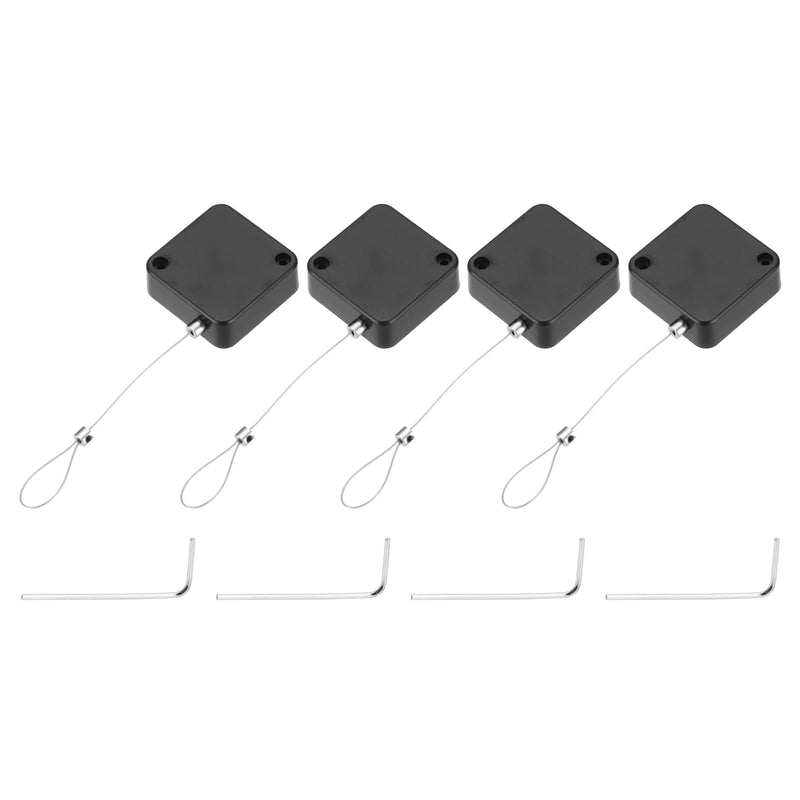 MECCANIXITY 4.9 ft Retractable Cable Lock with Latch Remote Control Security Lock with Adjustable Cord Tether Anti Theft for Laptop, TV, 600g, Black, 4 Pack 4.9ft