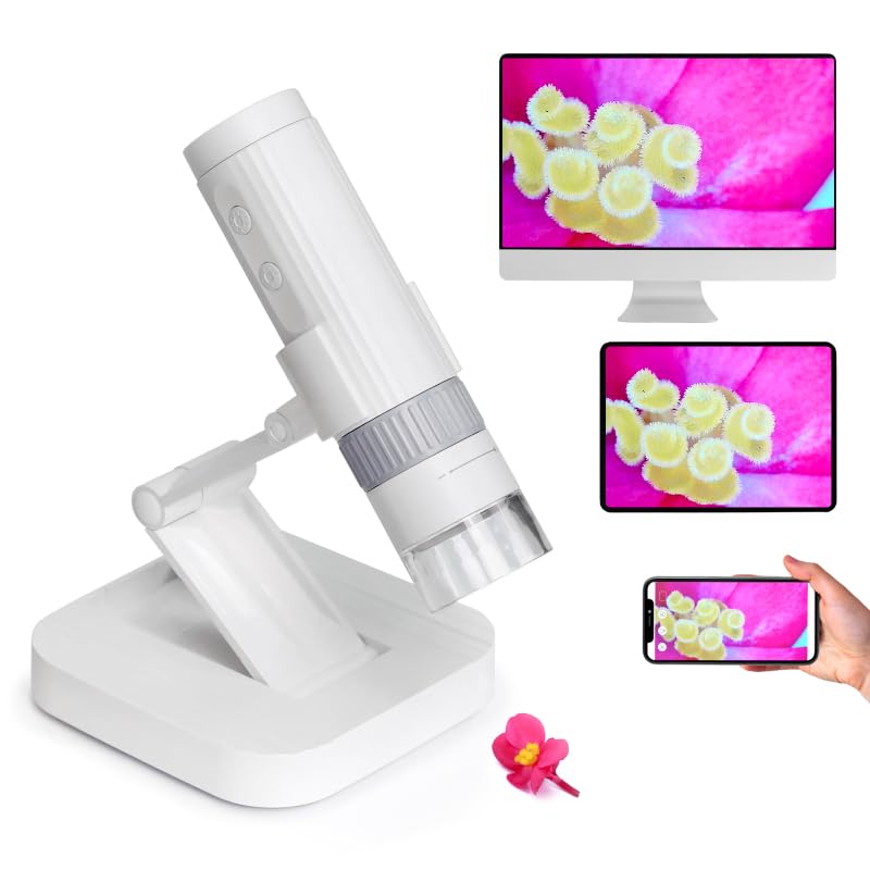 USB Digital Microscope for Children, MatataStudio M2C WiFi Digital Microscope 50X-1000X 2-in-1 Portable Handheld Microscope with HD Camera Adjustable Stand LEDs Mini Pocket Microscope for Mobile Phone iPad PC | 1080P HD USB Coin Microscope Compatible w...