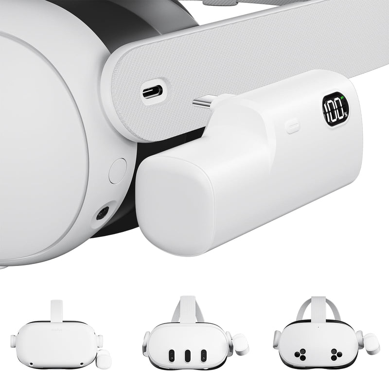 Battery Pack for Meta Quest 3/3S and 2, Accessories for Oculus Quest 2/3/3S, 5000mAh Extended Battery Charger Lightweight VR Accessories VR Headset Power Bank Extra 2-4H Playtime 1 Pack for Quest 2/3/3s