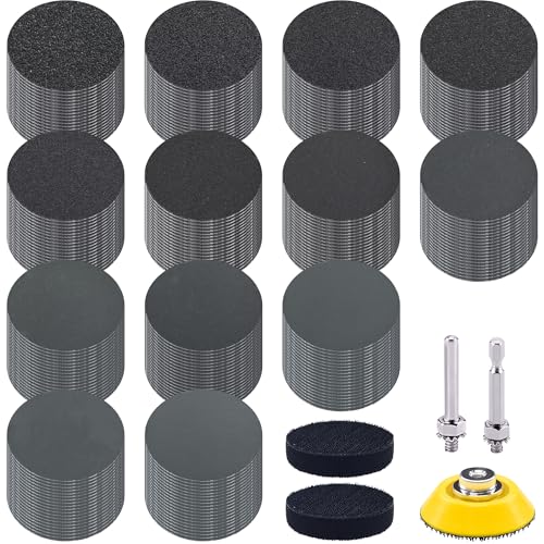 SIQUK Pack of 260 Sanding Discs 50 mm with 1/4 Inch Shank Wet Dry Sandpaper Round Sanding Pads Grit 60-5000 Sandpaper for Car Polishing Wood Metal 2 inch silicon carbide