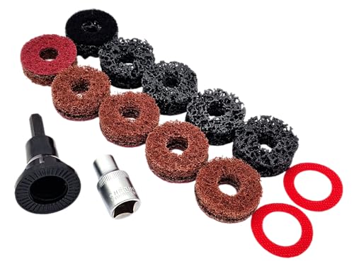 Hero Wheel Hub Cleaning Discs Set 14 Pieces Diameter 40 mm - Wheel Hub Cleaner for Rust & Dirt - Hub Cleaning Set for Wheel Bolts Brake Discs - for Drill & Cordless Screwdriver