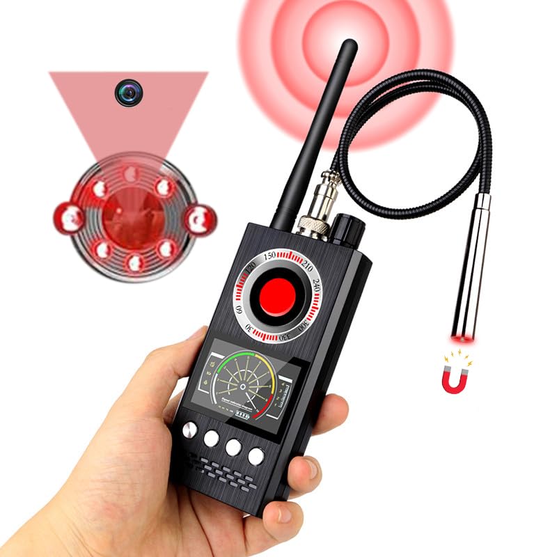 Hidden Camera Detector with Signal Strength Detection, Infrared Camera Finder, Magnetic Field and GPS Tracker Detection - Anti-Spy Bug Sweeper for Privacy Protection - K68 Black
