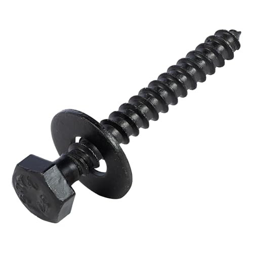 1/4 x 2 (100 Pack) Lag Screw Kit, 100 Screws and 100 Washers, Ceramic Black Ruspert Coating for Exterior Use, Meets ASTM A307 and ASME B18.2.1, Industrial/Commerical Grade by Makers Bolt 1/4 x 2