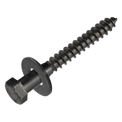 5/16 x 2-1/2 (50 Pack) Lag Screw Kit, 50 Screws and 50 Washers, Ceramic Black Ruspert Coating for Exterior Use, Meets ASTM A307 and ASME B18.2.1, Industrial/Commerical Grade by Makers Bolt 5/16 x 2-1/2