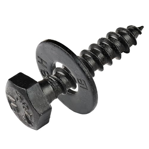 5/16 x 1-1/2 (50 Pack) Lag Screw Kit, 50 Screws and 50 Washers, Ceramic Black Ruspert Coating for Exterior Use, Meets ASTM A307 and ASME B18.2.1, Industrial/Commerical Grade by Makers Bolt 5/16 x 1-1/2