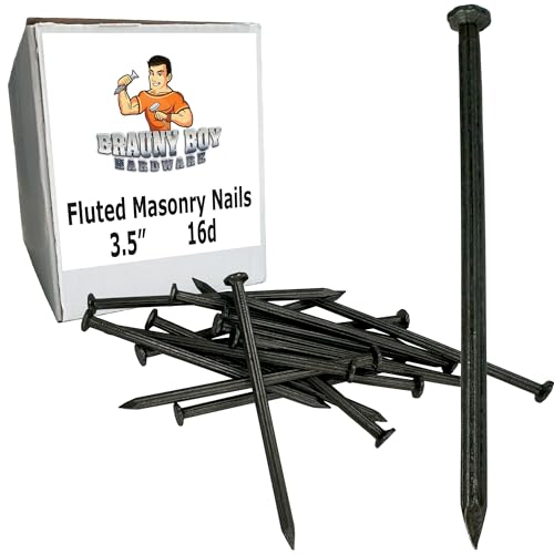 3.5” – Fluted Hardened Concrete Masonry Nails for Cinder Block, Concrete Walls, Cement Board 3.5 in (16d) -Qty (100) 100