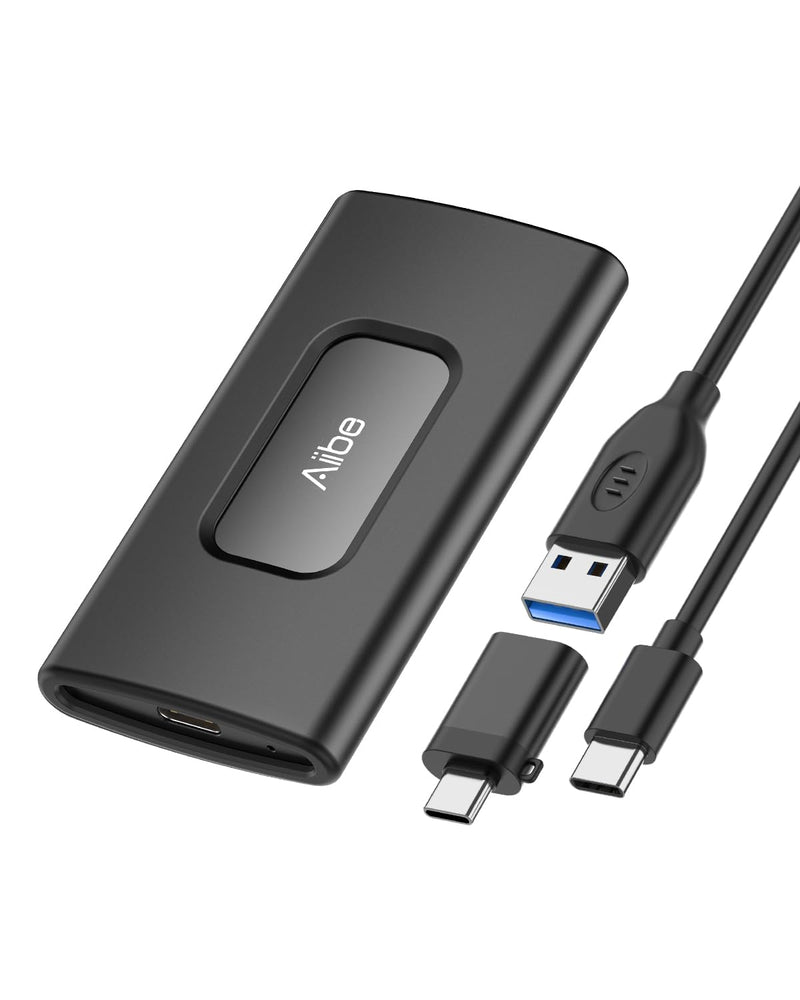 Aiibe 1TB External SSD USB C Portable SSD USB 3.2 Gen 2, Up to 1050MB/s, External Solid State Drive 1TB External Hard Drive for iPhone 16/15, Laptop, Mac and PS5 (Black) X5Plus