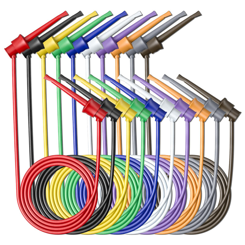 Goupchn Test Leads 10PCS Test Hook Clip to Hook Clip Testing Cables Wires Dual IC Hooks Clips for Electronic Testing 10 Colors-1m Test Hook to Test Hook